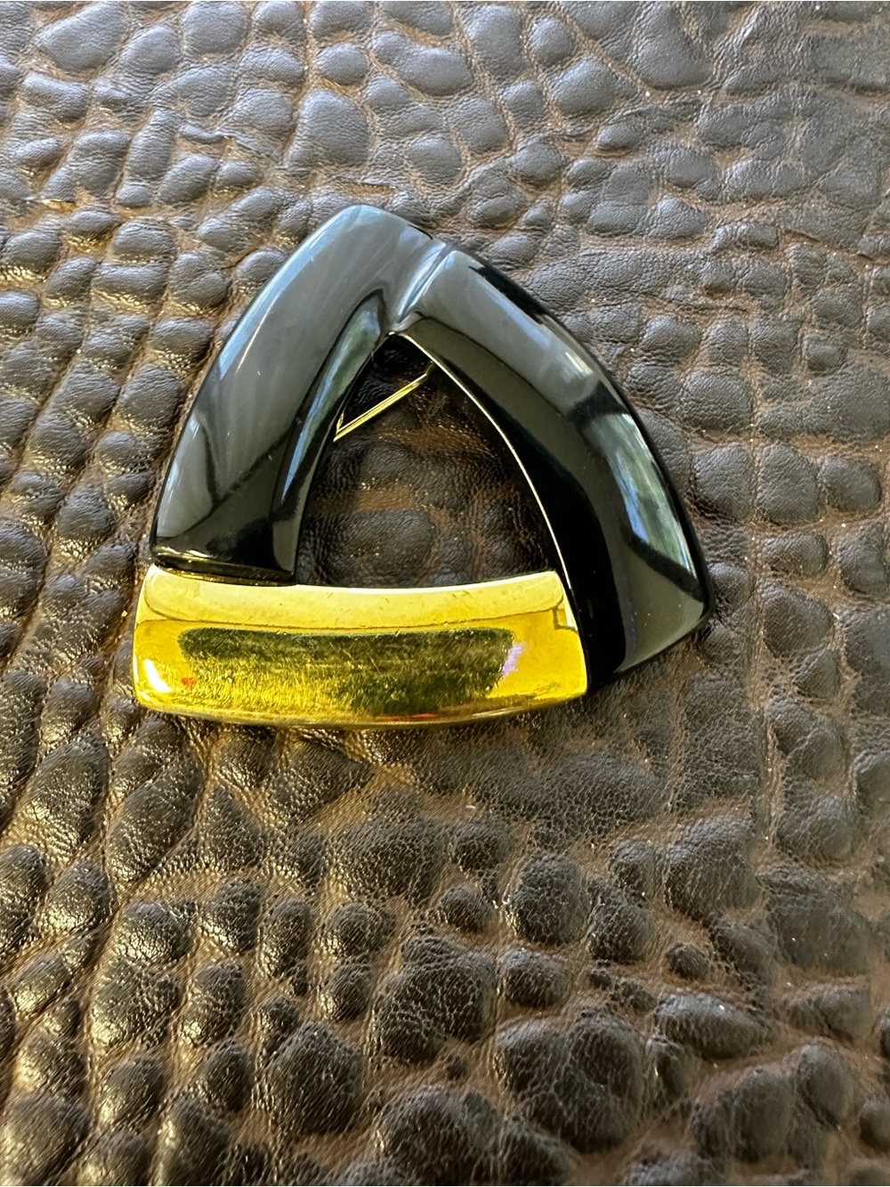 Black and Gold Triangular Vintage Brooch